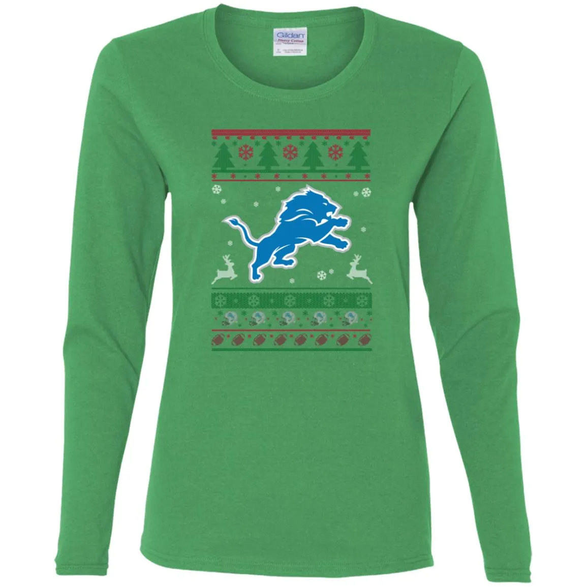 Detroit Lions Logo Football Teams Ugly Christmas Sweater Women Long Sleeve Shirt