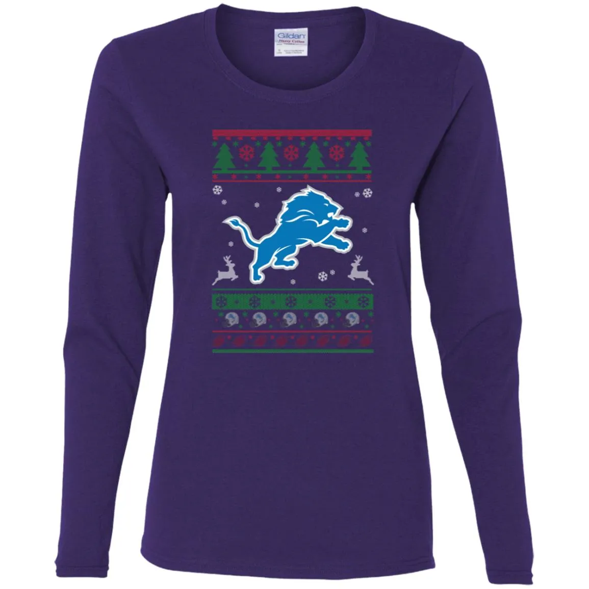Detroit Lions Logo Football Teams Ugly Christmas Sweater Women Long Sleeve Shirt