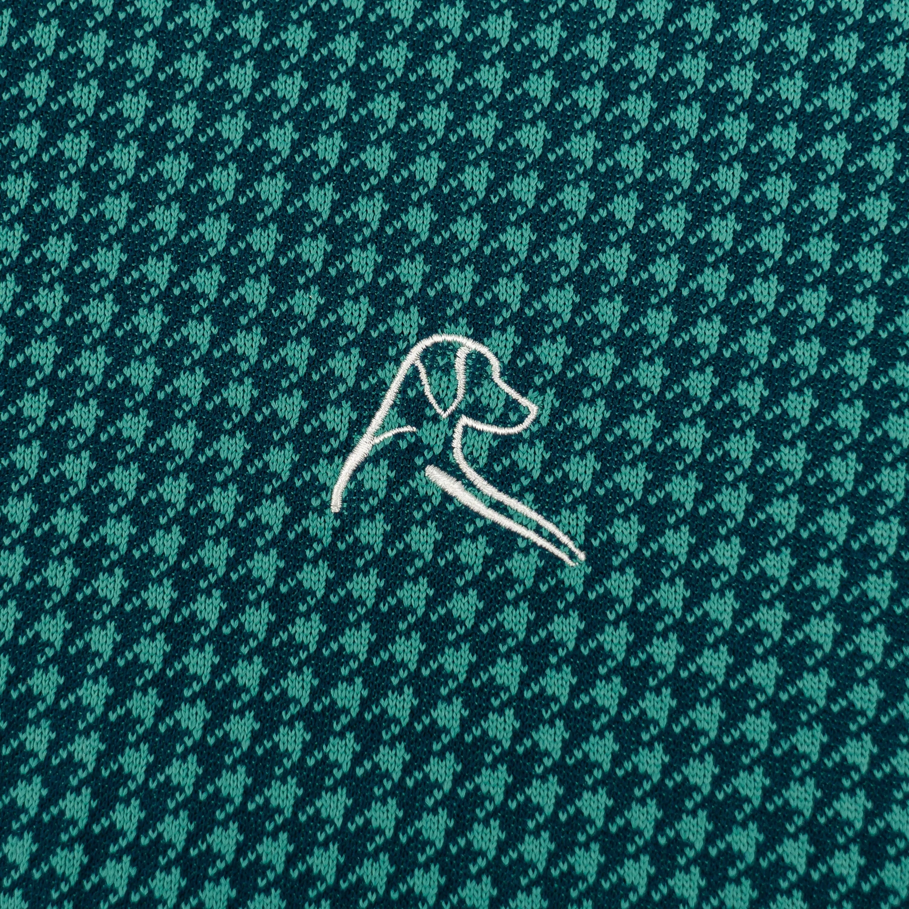 Dogstooth Houndstooth Jacquard Performance Q-Zip | The Dogstooth Houndstooth - Emerald Green/Fleet Navy