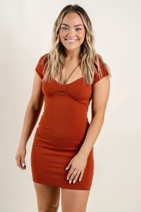 Double knit dress rust