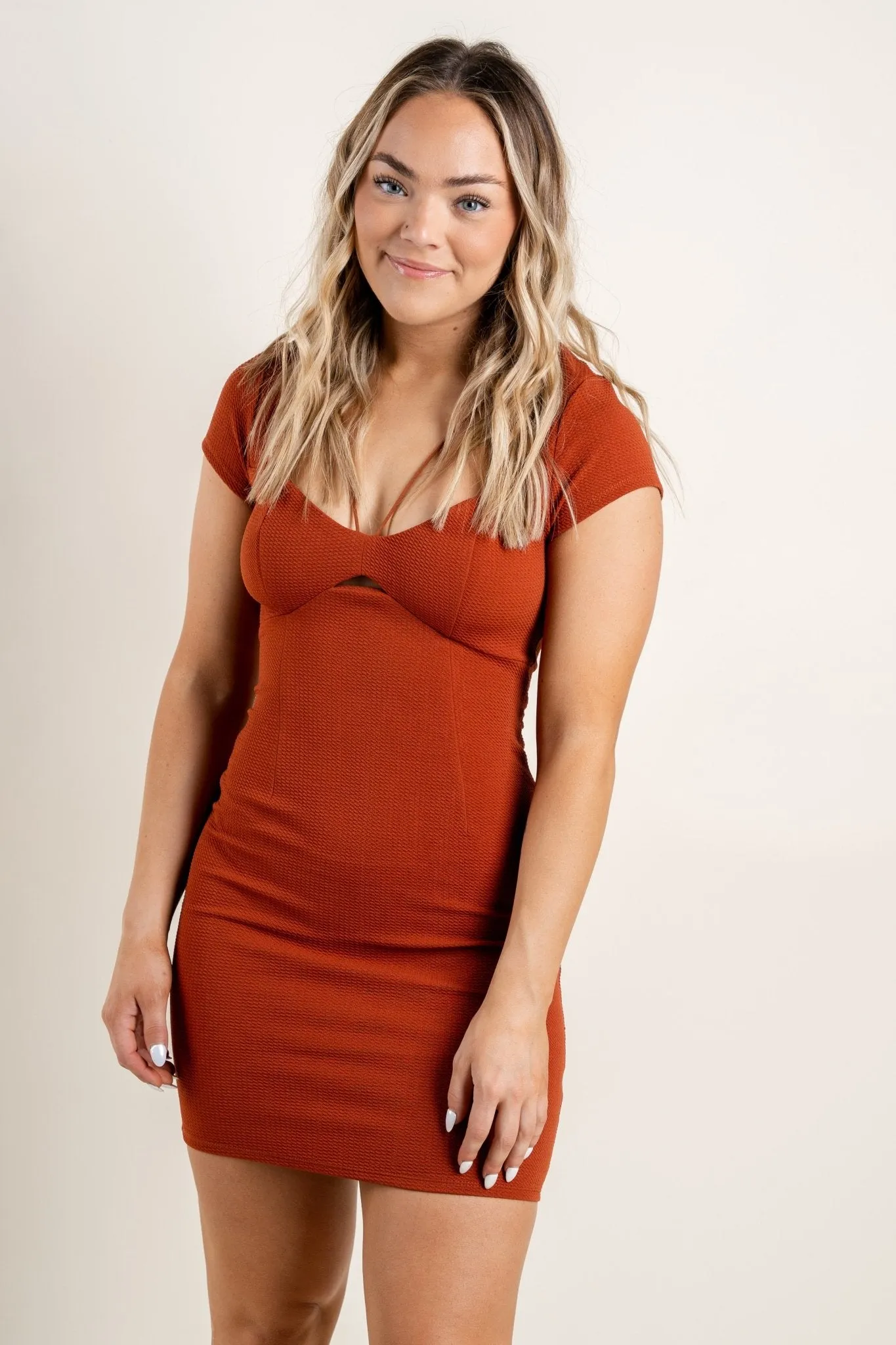 Double knit dress rust