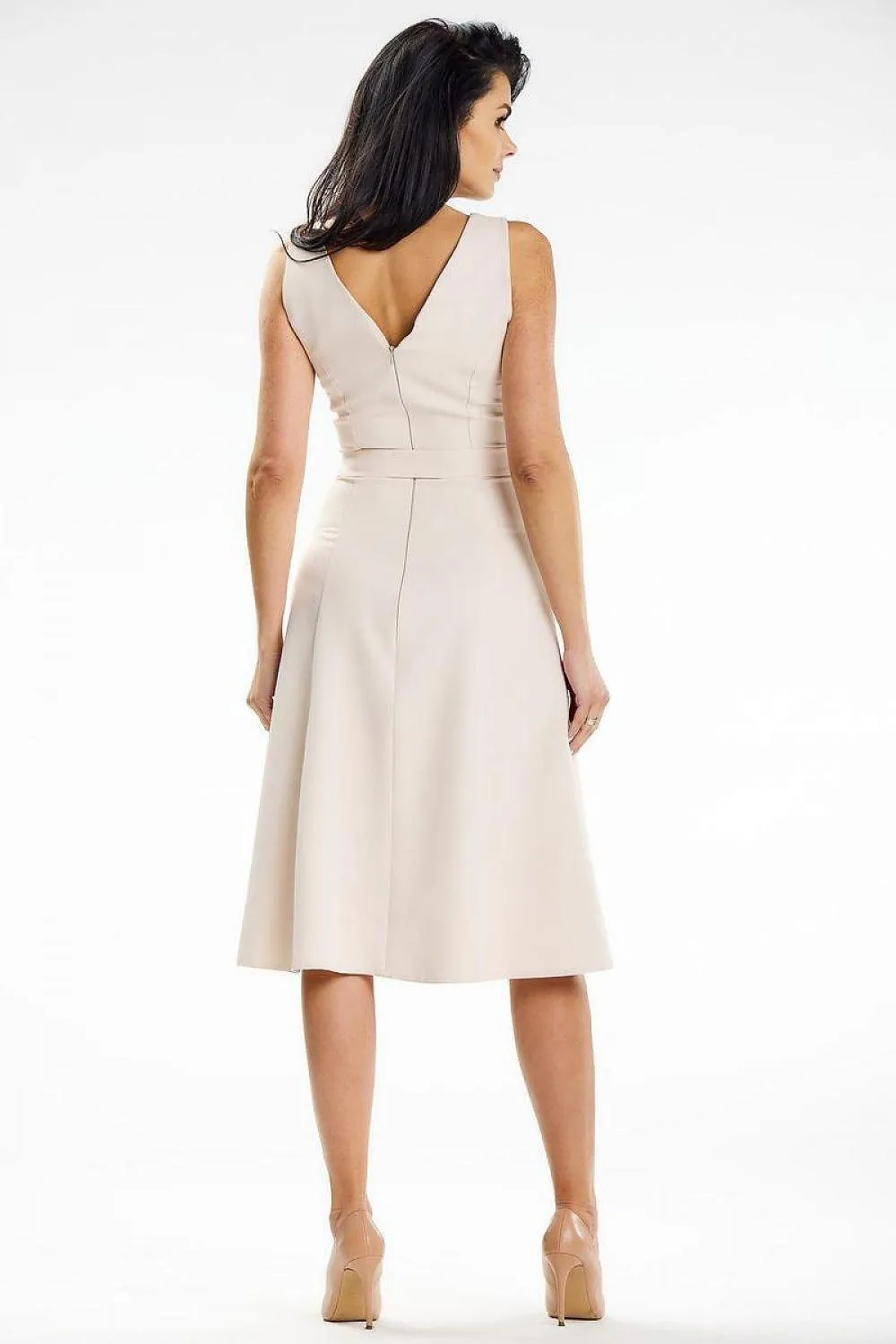 Elegant Boat Neck Midi Dress with Belt - Ideal for Any Occasion