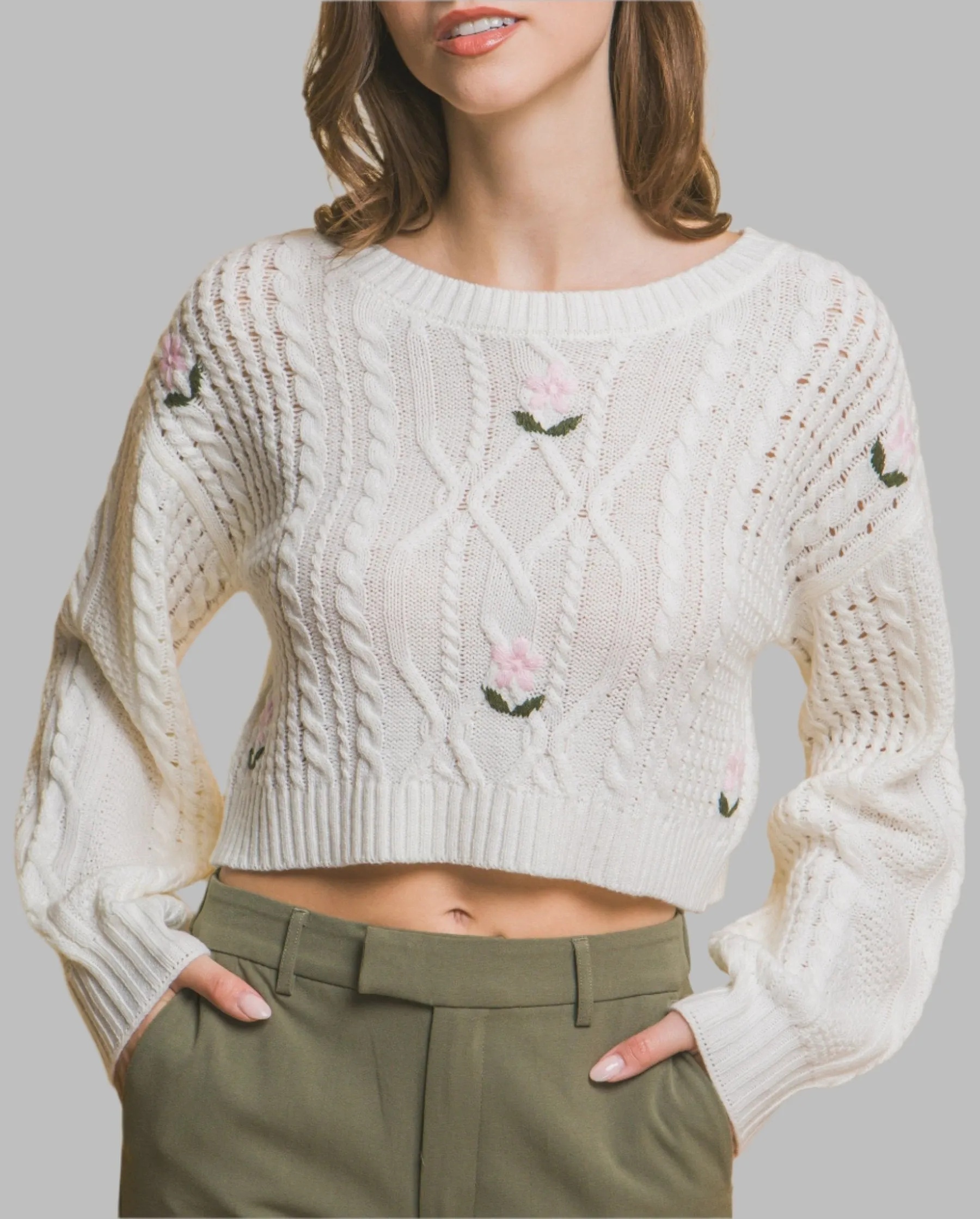 Floral Cropped Sweater