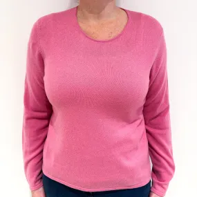 Foxglove Pink Cashmere Crew Neck Jumper Large