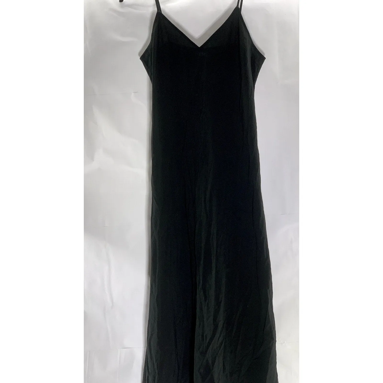 GAP Women's Black Solid V-Neck Adjustable Spaghetti Strap Slip Midi Dress SZ S