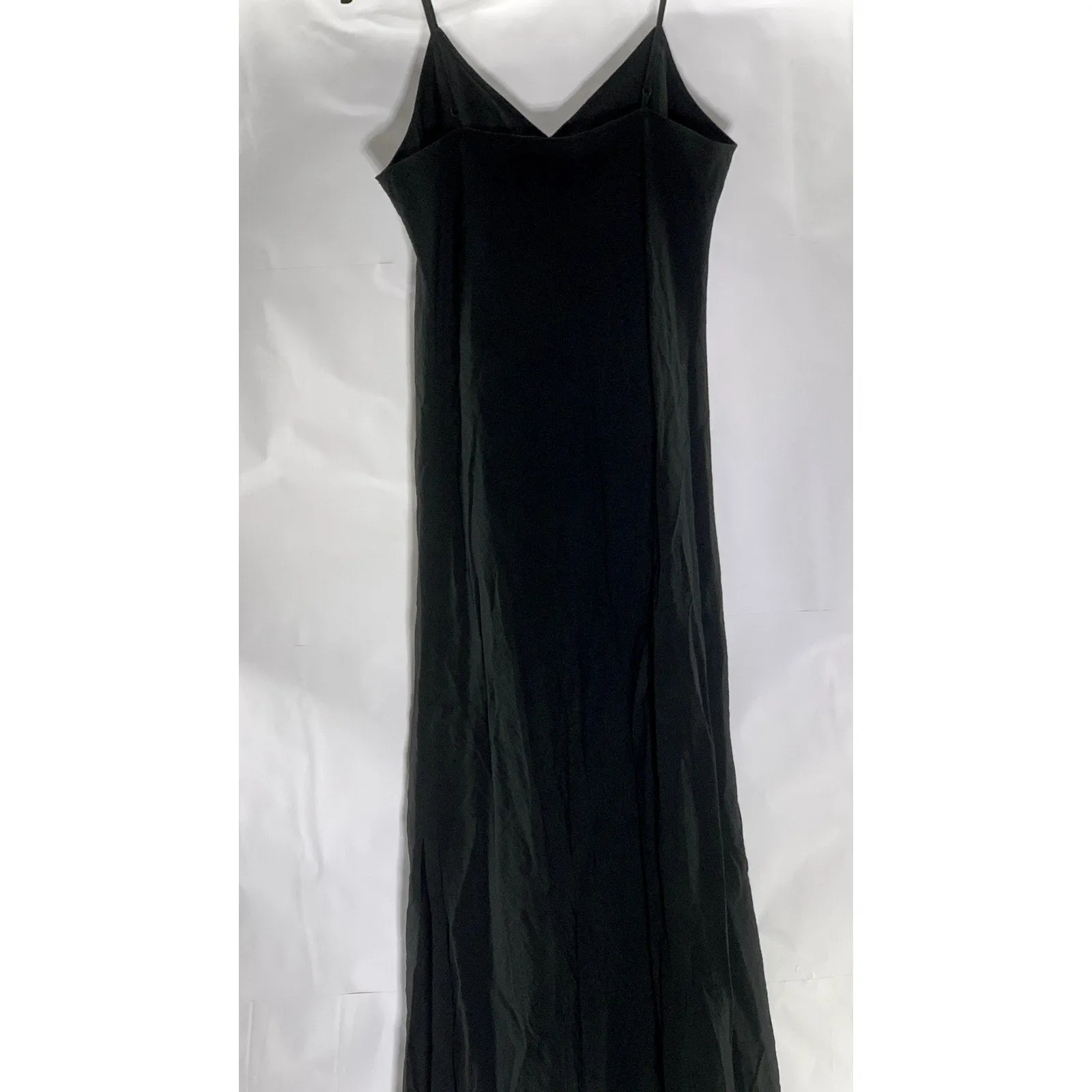 GAP Women's Black Solid V-Neck Adjustable Spaghetti Strap Slip Midi Dress SZ S