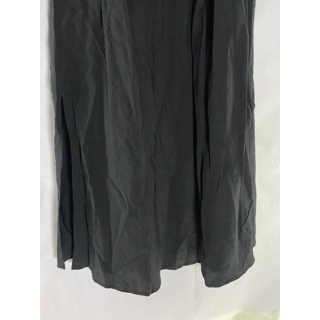 GAP Women's Black Solid V-Neck Adjustable Spaghetti Strap Slip Midi Dress SZ S