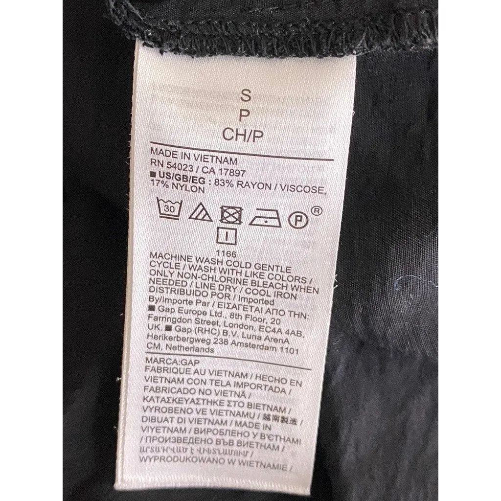 GAP Women's Black Solid V-Neck Adjustable Spaghetti Strap Slip Midi Dress SZ S