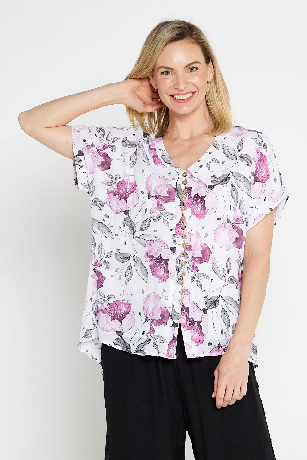 Gemma Top - Soft Pink Floral
