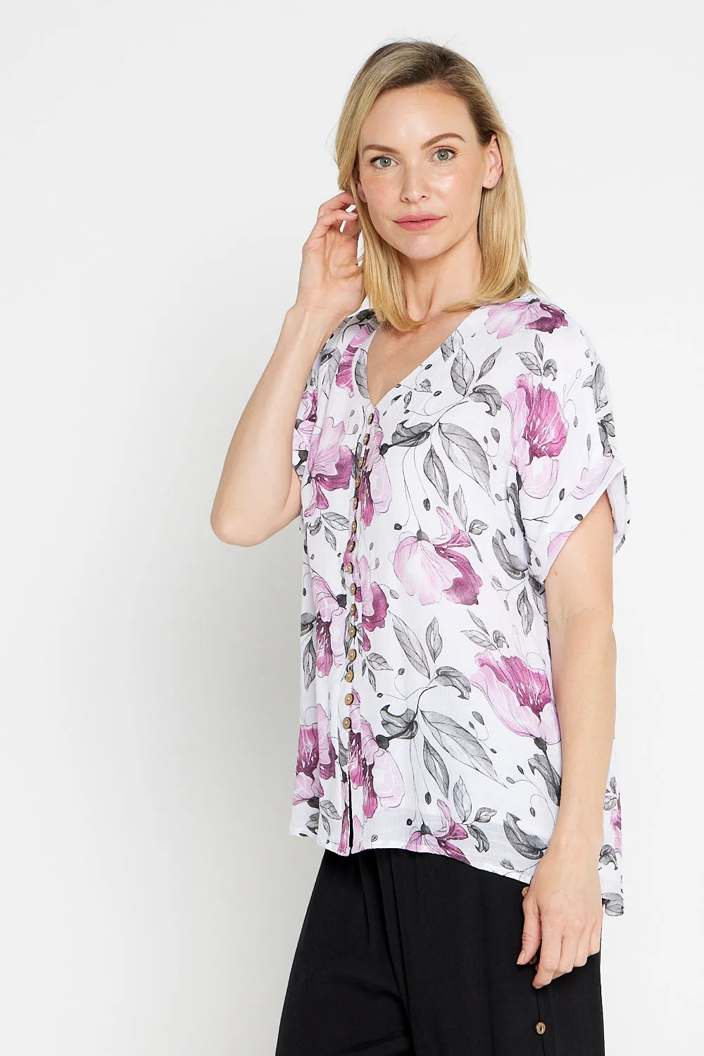 Gemma Top - Soft Pink Floral