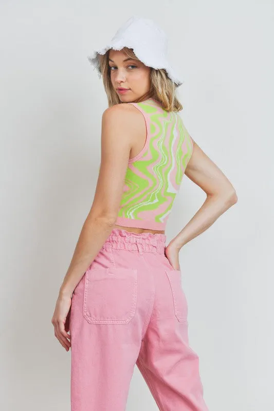 Geometry Print Sweater Top