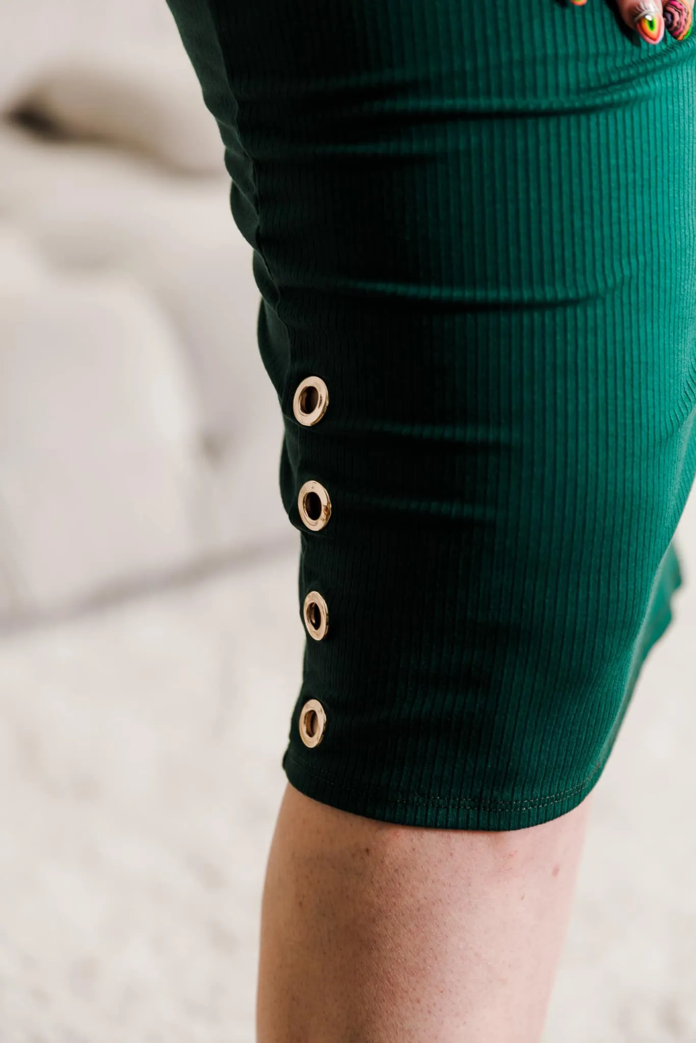 Grommet Knit Dress (Hunter Green)