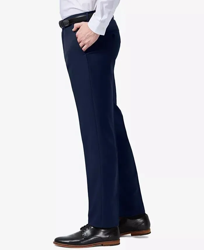 Haggar Mens Slim fit Dress Pants 33 / 30 Blue Solid