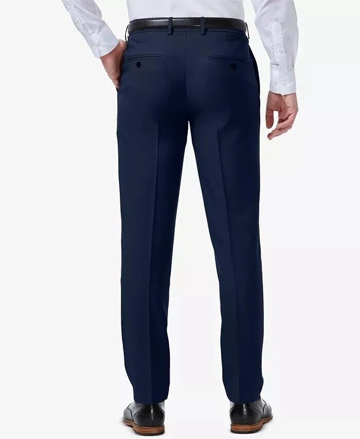 Haggar Mens Slim fit Dress Pants 33 / 30 Blue Solid