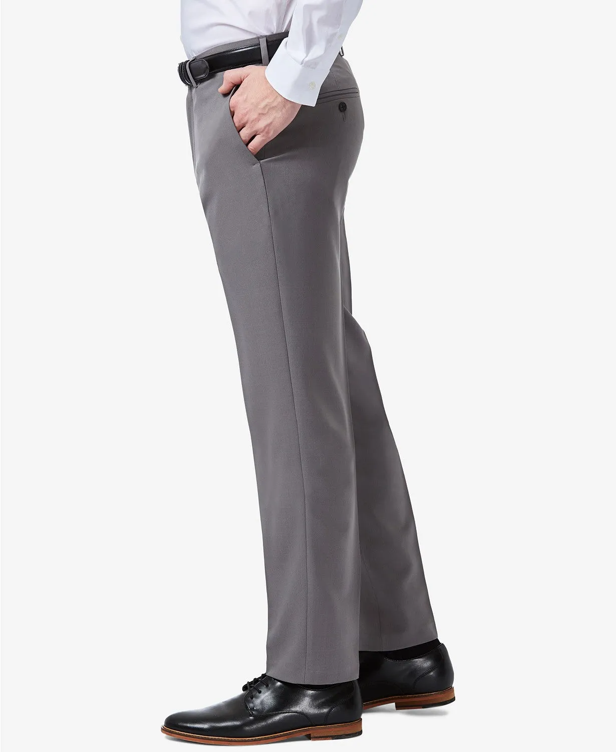 Haggar Mens Slim fit Dress Pants 36 / 29 Grey Solid Stretch