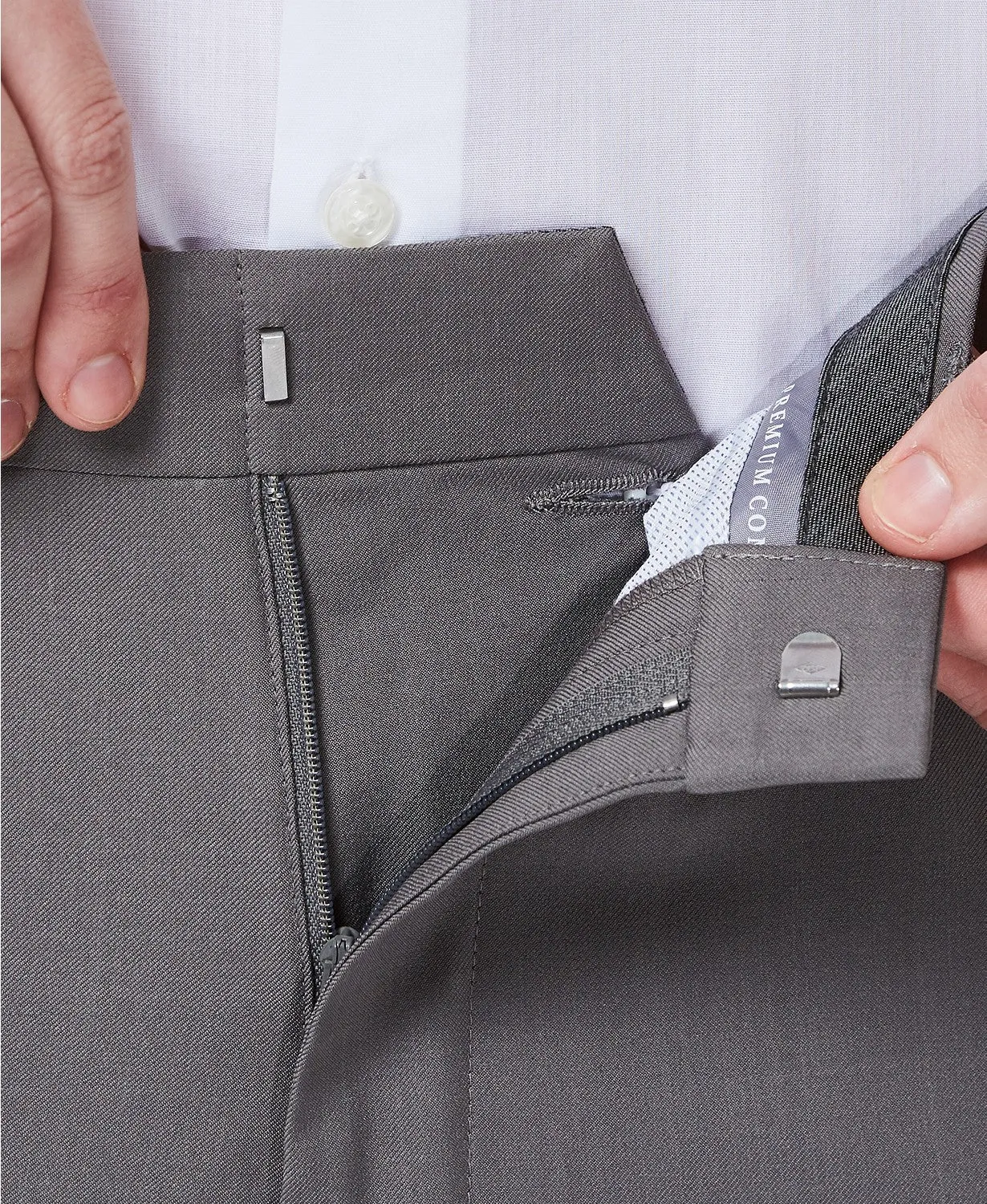 Haggar Mens Slim fit Dress Pants 36 / 29 Grey Solid Stretch