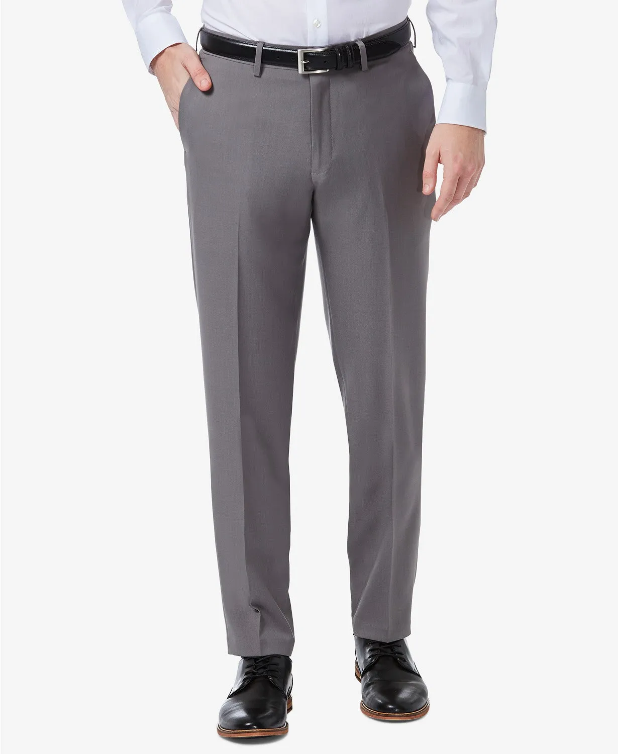Haggar Mens Slim fit Dress Pants 36 / 29 Grey Solid Stretch