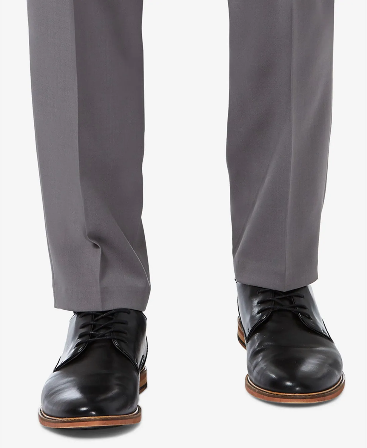 Haggar Mens Slim fit Dress Pants 36 / 29 Grey Solid Stretch