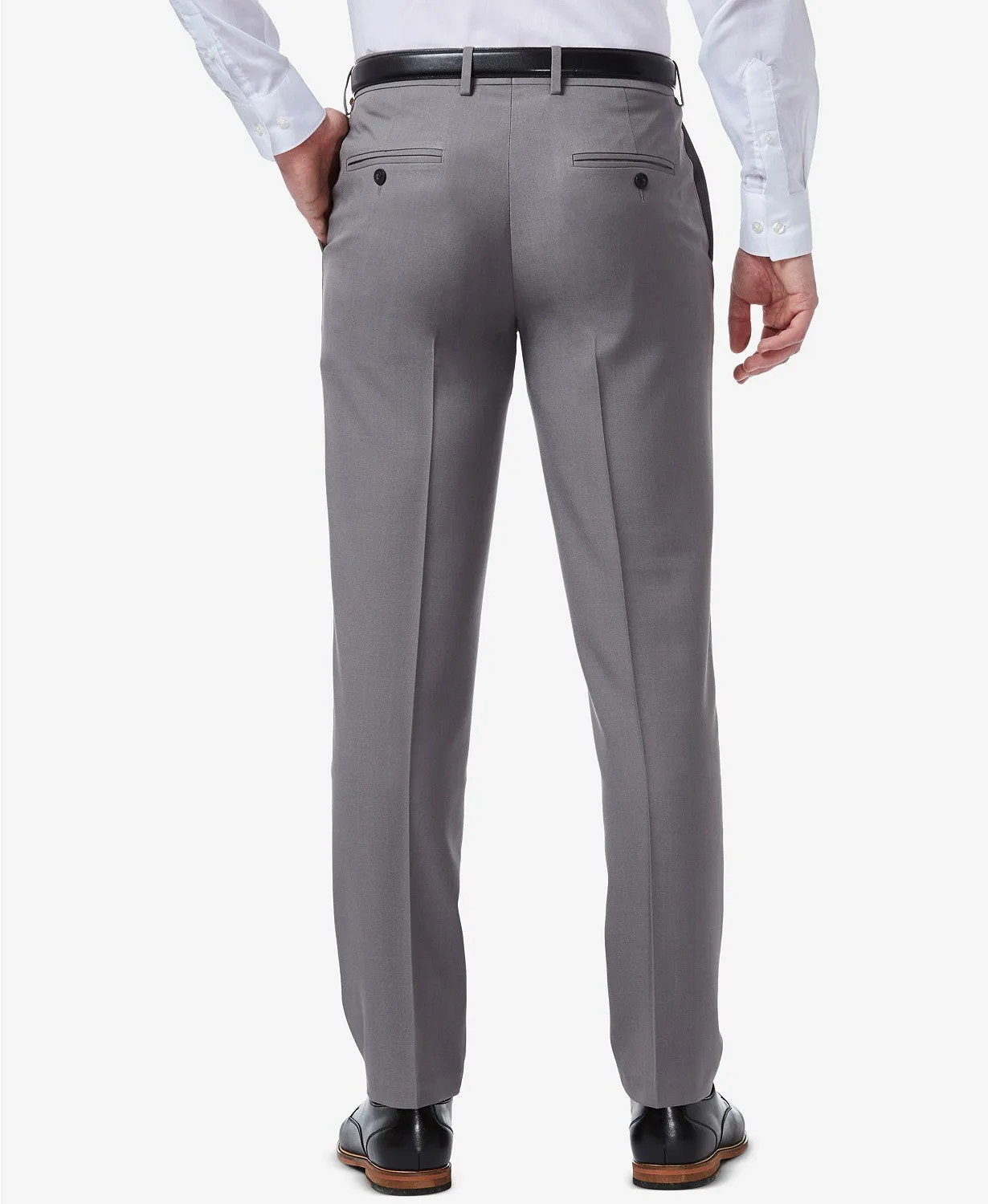 Haggar Mens Slim fit Dress Pants 36 / 29 Grey Solid Stretch