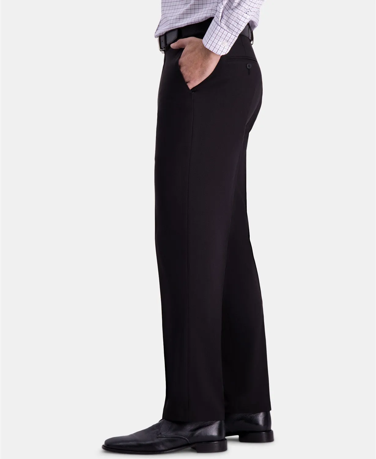 Haggar Mens Straight fit Dress Pants 36 / 29 Black Solid Stretch