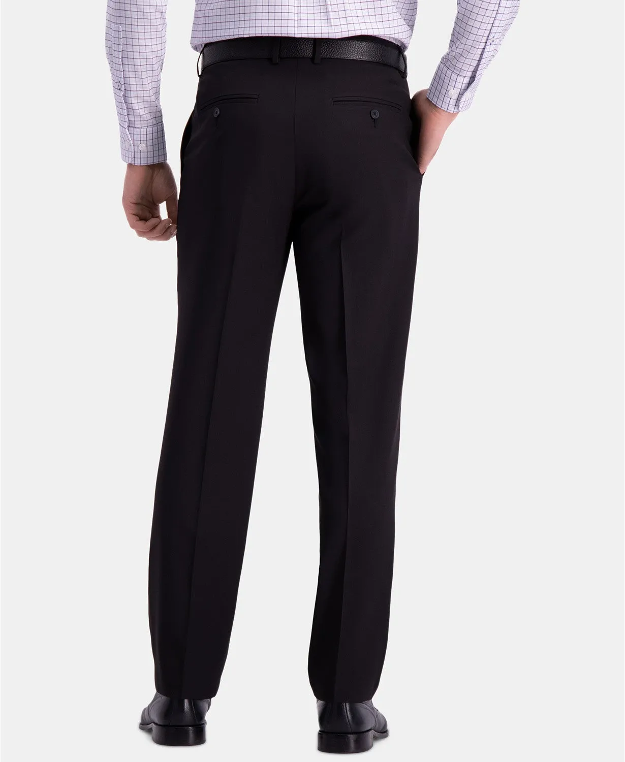 Haggar Mens Straight fit Dress Pants 36 / 29 Black Solid Stretch