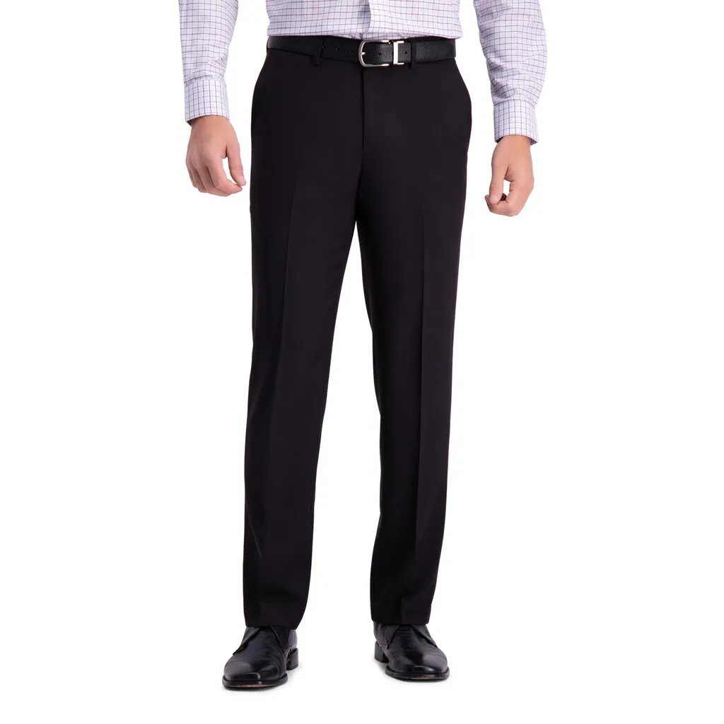 Haggar Mens Straight fit Dress Pants 36 / 29 Black Solid Stretch