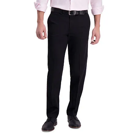 Haggar Mens Straight fit Dress Pants 36 / 32 Black Solid