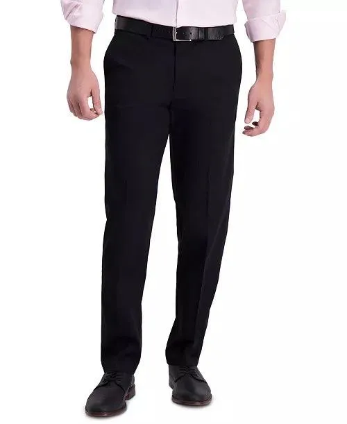 Haggar Mens Straight fit Dress Pants 36 / 32 Black Solid