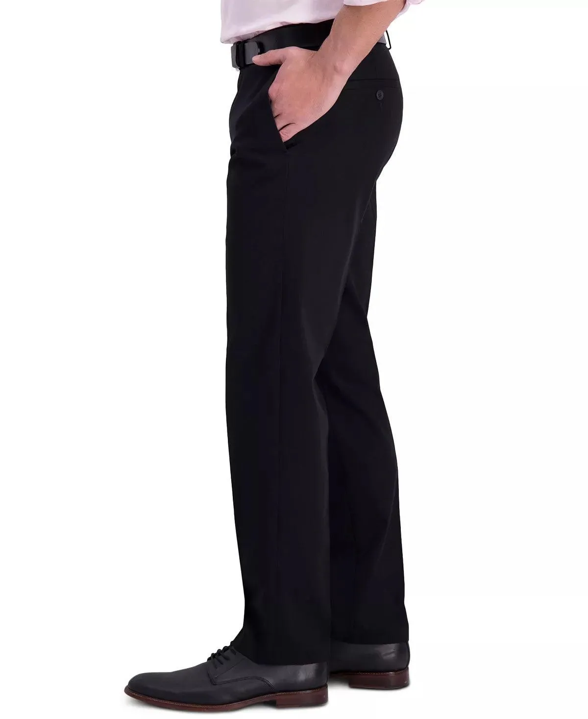 Haggar Mens Straight fit Dress Pants 36 / 32 Black Solid