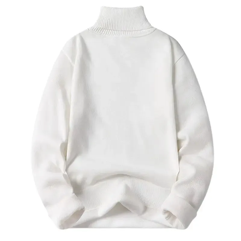 Herbst Winter Fleece Rollkragen Pullover Männer Mode Slim Fit Gestrickte Pullover Mens Einfarbig Warme Strick Pullover Pullover