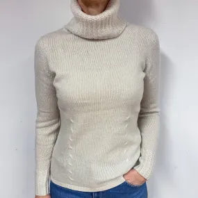 Honey Beige Cashmere Polo Neck Jumper Medium