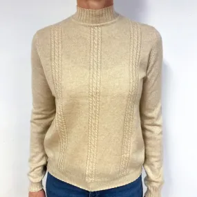 Honey Beige Cashmere Turtle Neck Jumper Medium