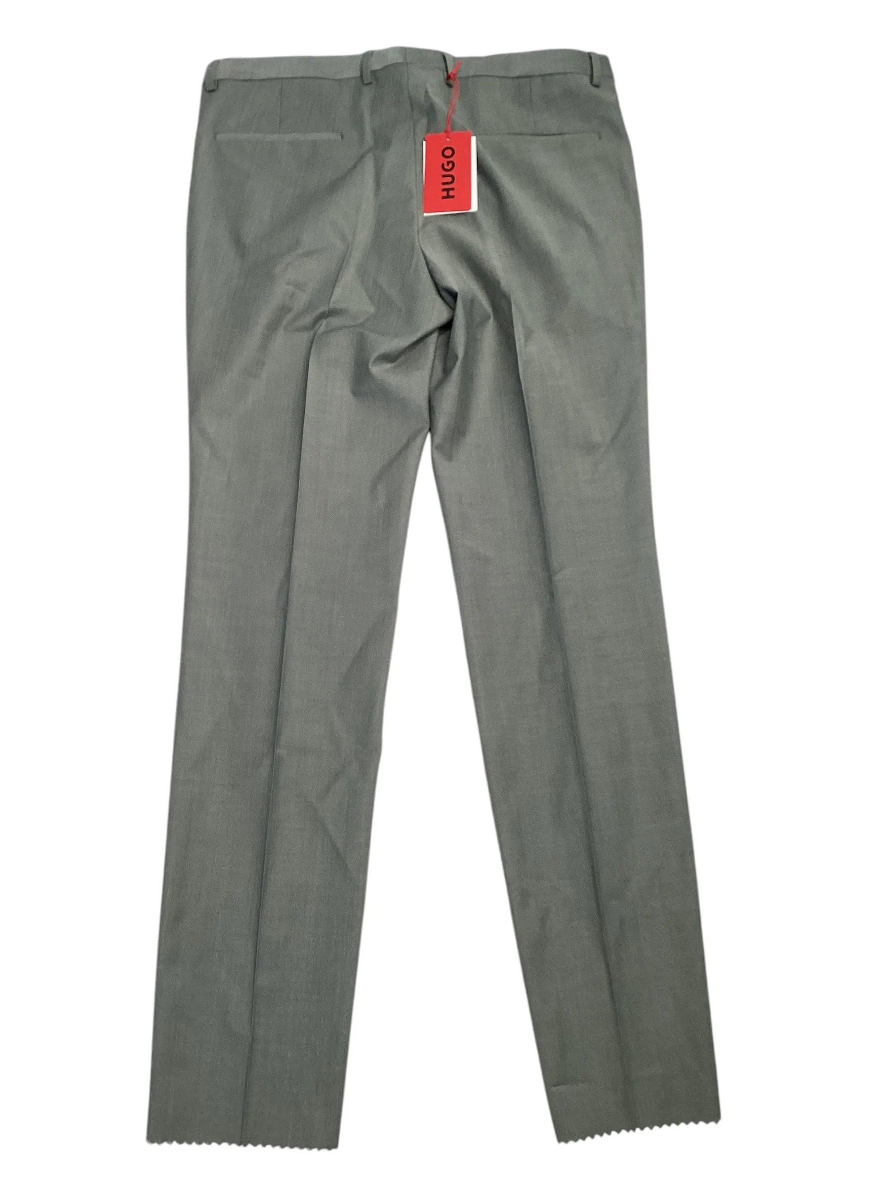 Hugo Boss Hesten Melange Solid Extra Slim Fit Dress Pants Size 36 Green Wool