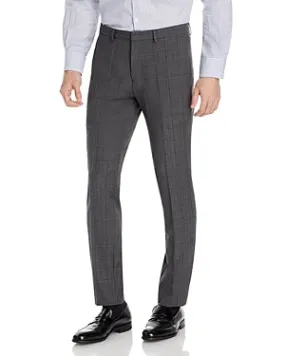 Hugo Boss Mens Extra Slim Fit Hesten Plaid Suit Dress Pants Dark Grey 32 x 31