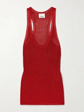 Joely metallic ribbed-knit tank