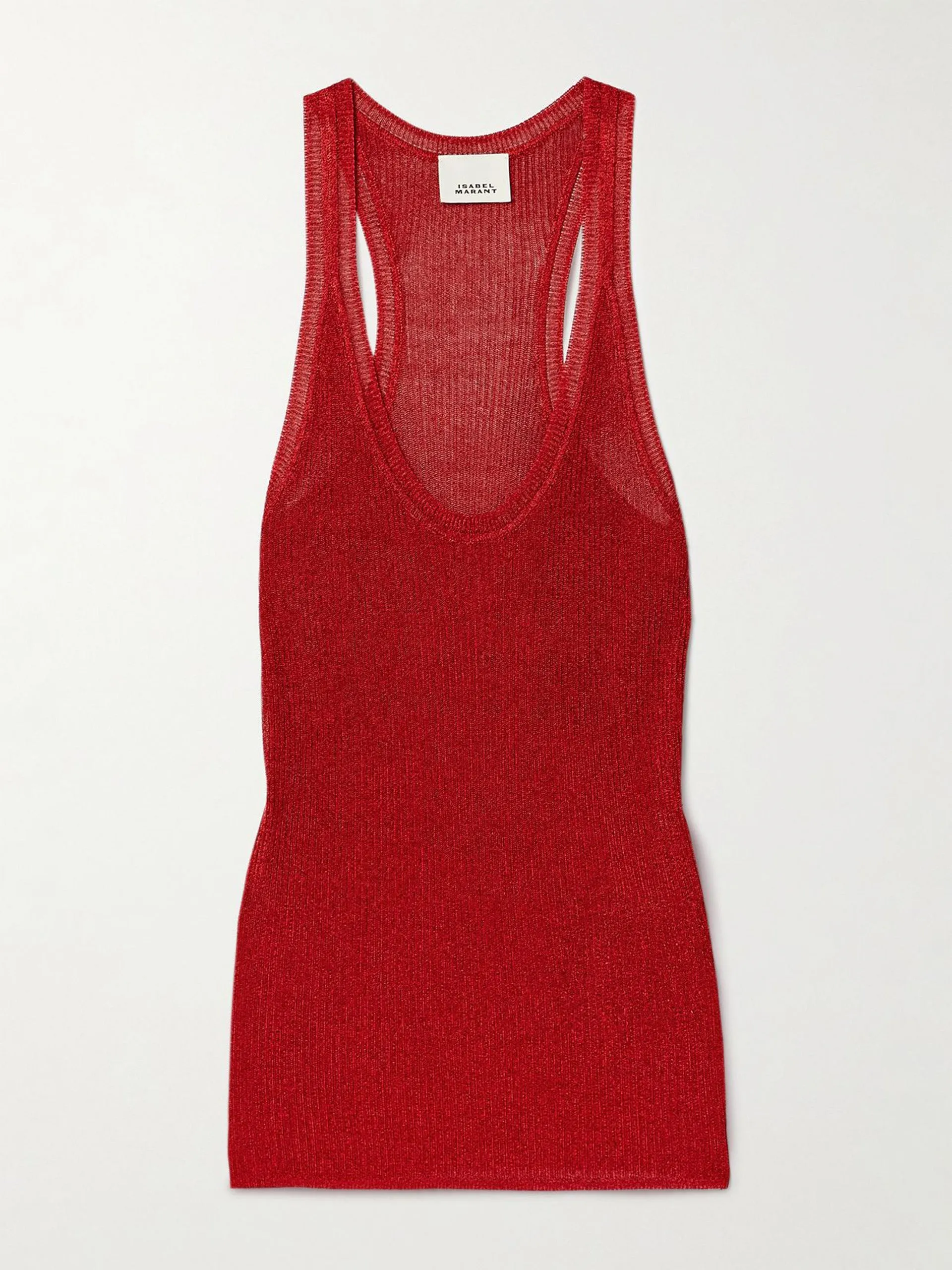 Joely metallic ribbed-knit tank