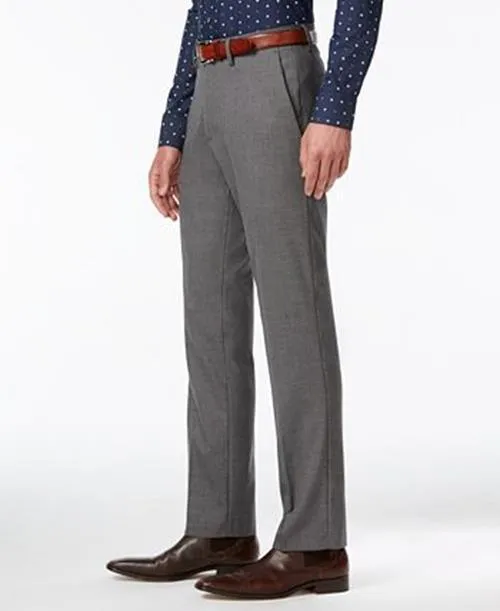 Kenneth Cole Reaction Mens Slim fit Dress Pants 34 / 32 Grey Solid Stretch
