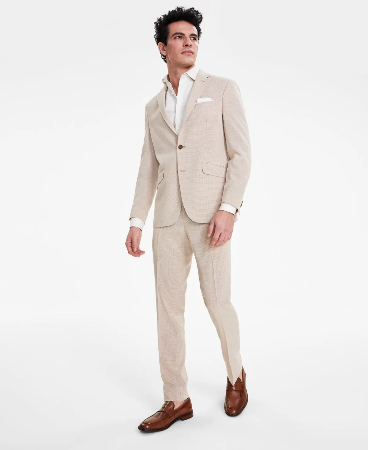 Kenneth Cole Reaction Mens Slim fit Dress Pants 37 / 32 Brown Stretch