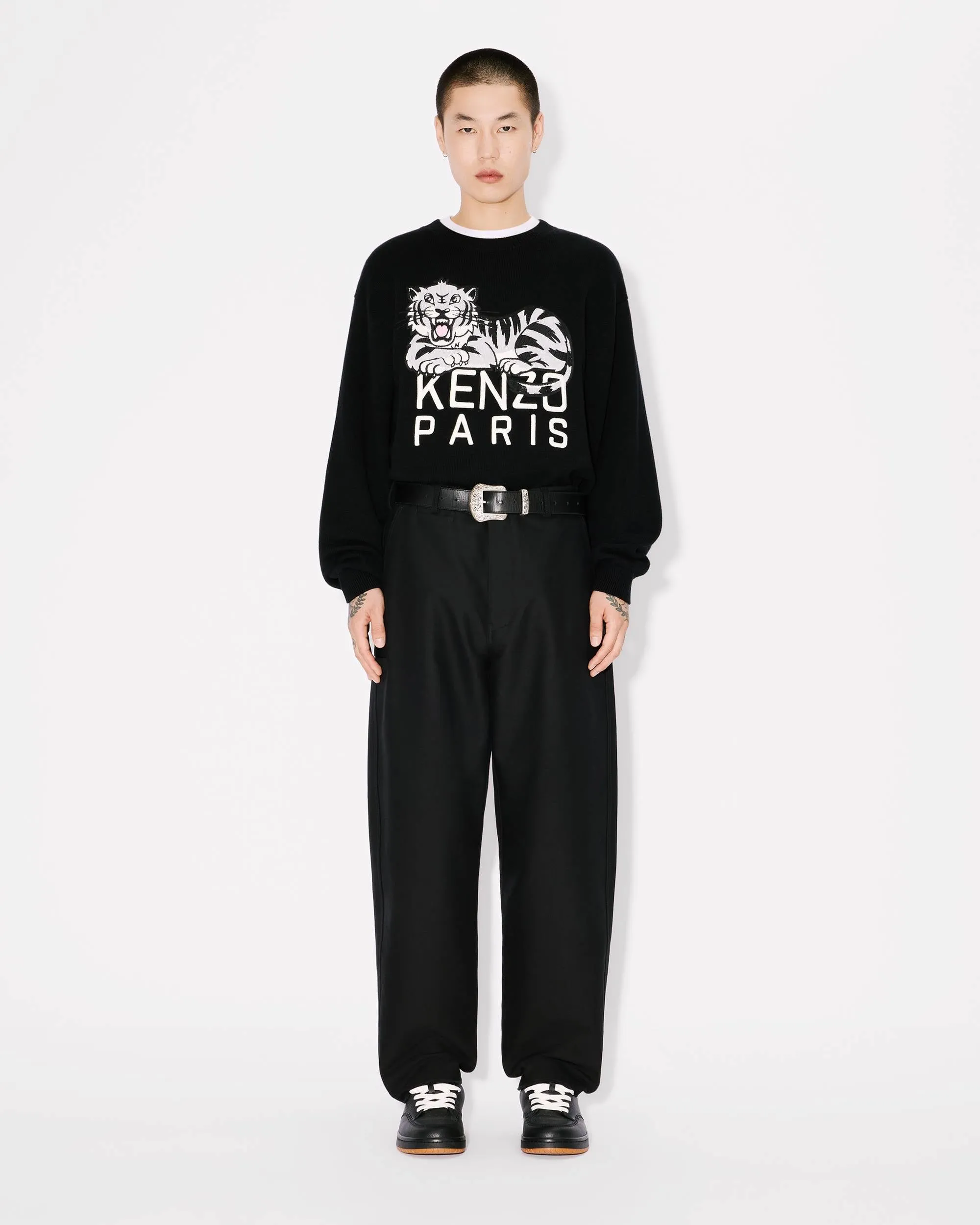 KENZO 'KENZO Happy Tiger' embroidered jumper in wool and cotton Mens Apparel