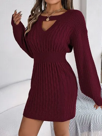Knit Cutout Slit Sweater Dress