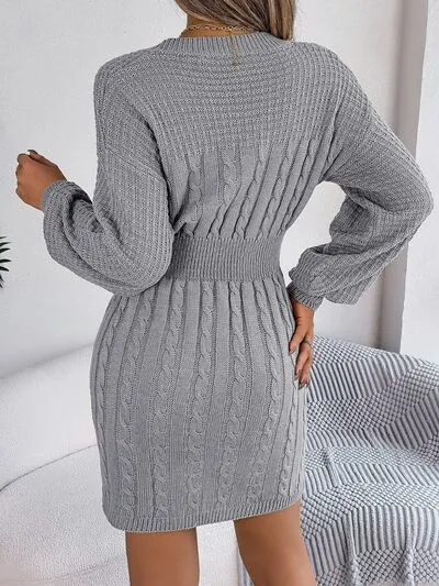 Knit Cutout Slit Sweater Dress