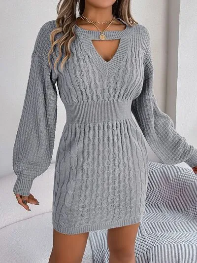 Knit Cutout Slit Sweater Dress