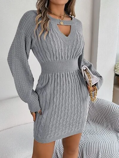 Knit Cutout Slit Sweater Dress