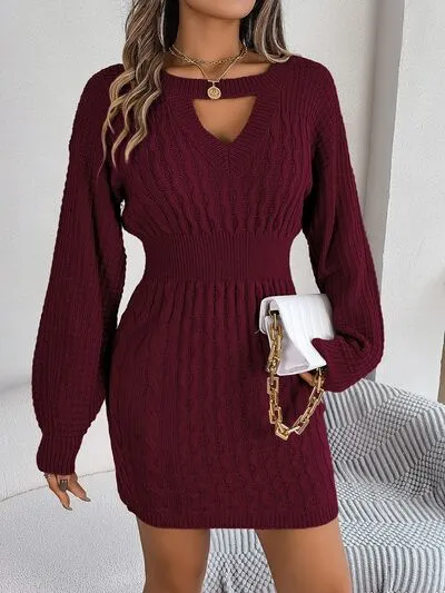 Knit Cutout Slit Sweater Dress