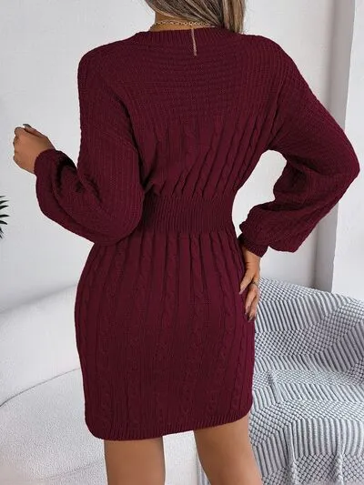 Knit Cutout Slit Sweater Dress