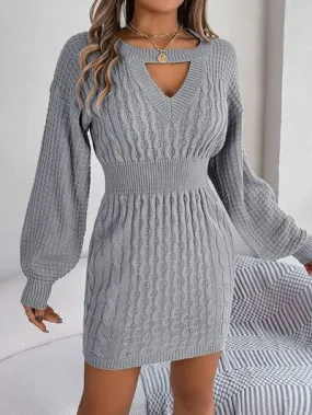 Knit Cutout Slit Sweater Dress