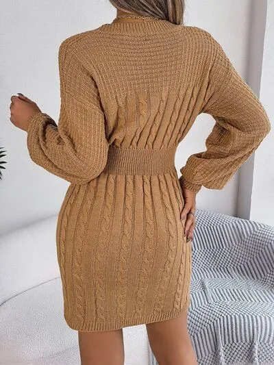 Knit Cutout Slit Sweater Dress