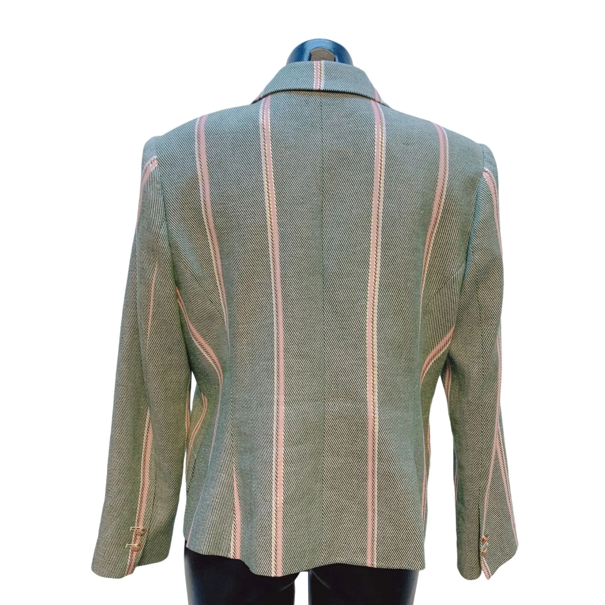 L'Agence Green w/Pink, White & Gold Stripes Blazer/Jacket Size 10