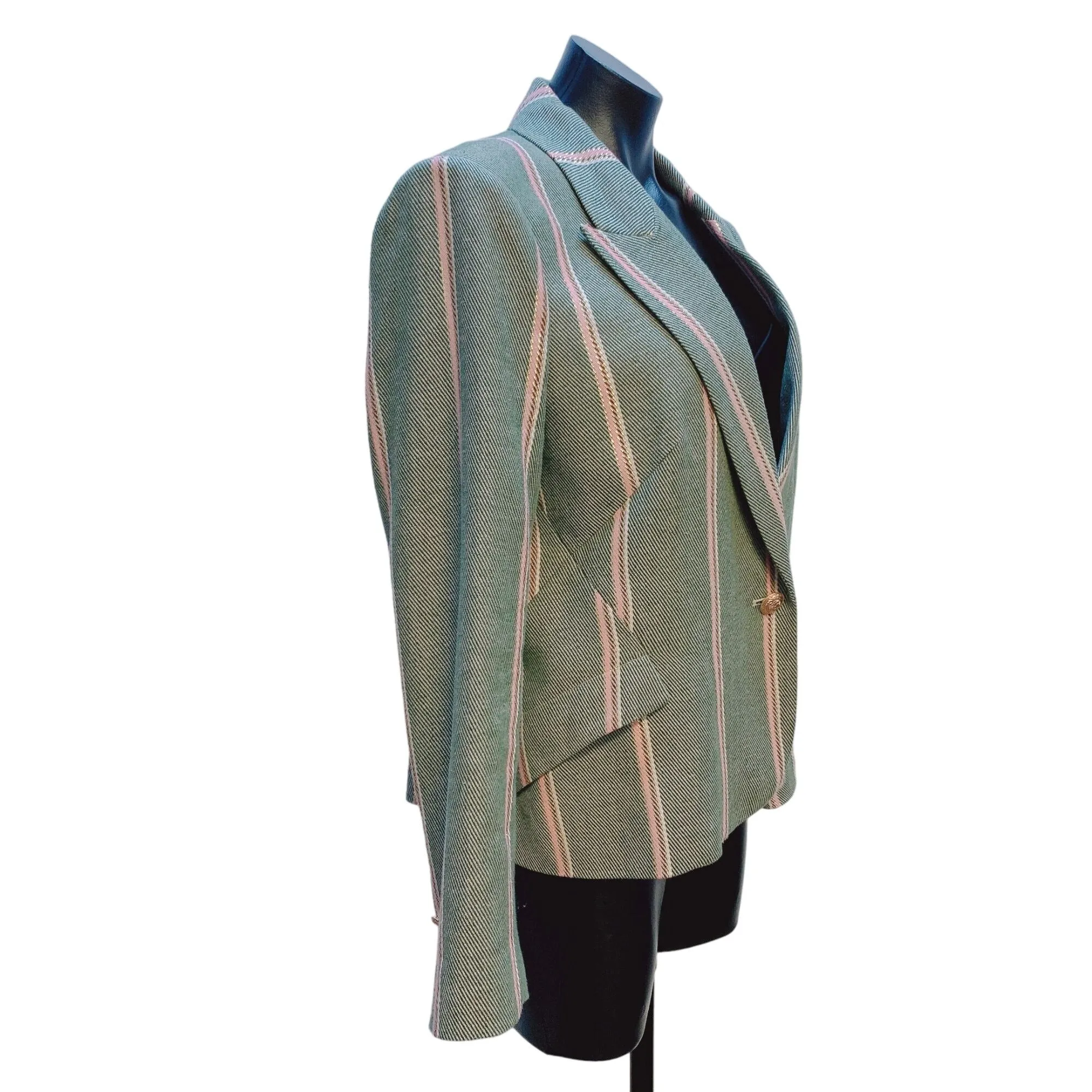L'Agence Green w/Pink, White & Gold Stripes Blazer/Jacket Size 10
