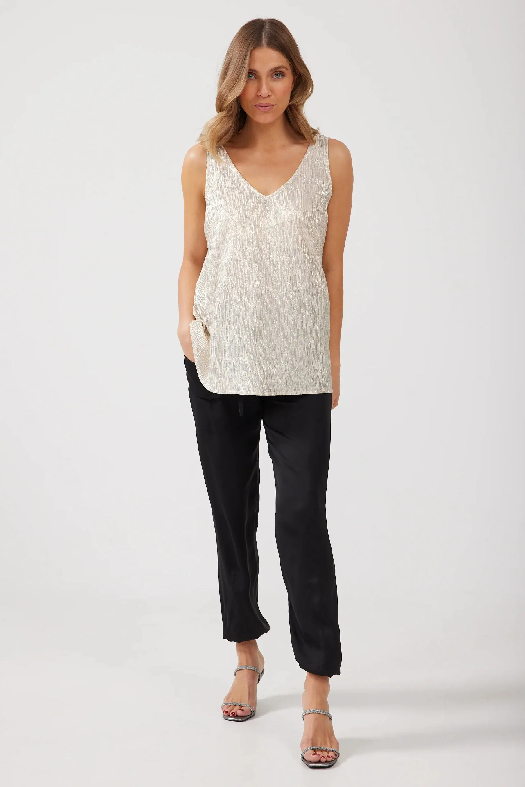 Liza Top in Ecru and Gold